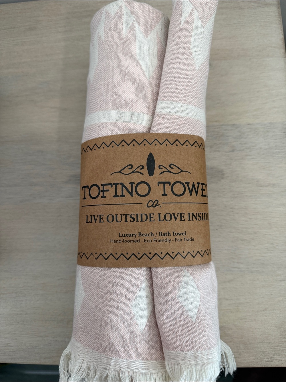 Tofino Towel Co Coastal Towel Rose Smoke Turkish Cotton Beach Bath NWT